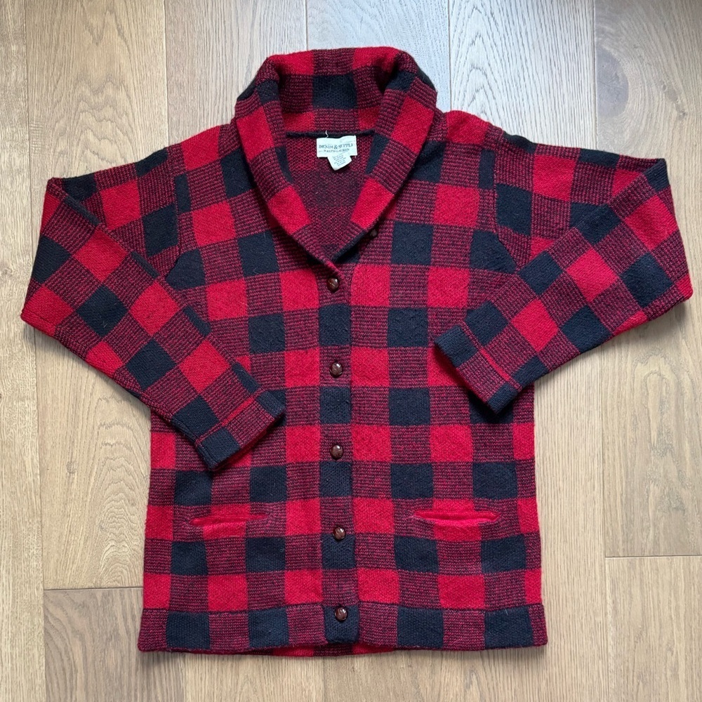 Denim & Supply Ralph Lauren Wool-Blend Plaid Cardigan - Size M - Red & Black